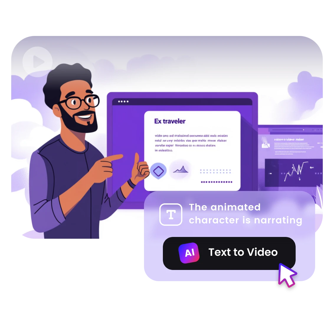 Use ai text-to-video generator to create a purple animated explainer video