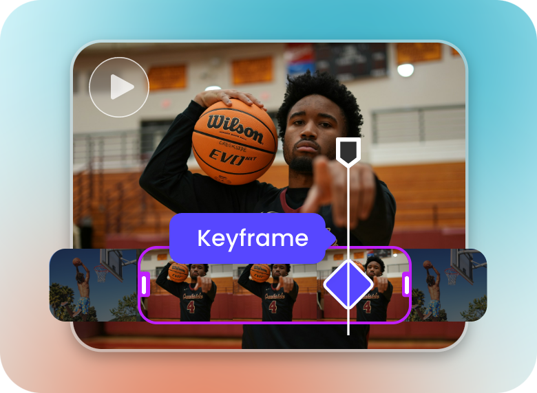 add keyframe to make a stop motion video of a basketball player