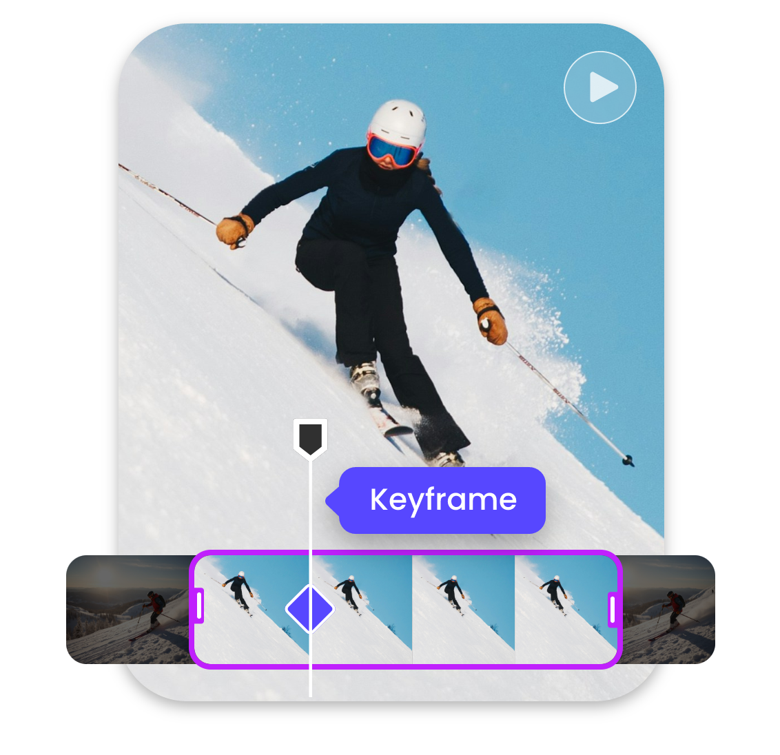 add keyframe to make a stop motion video of a man skiing