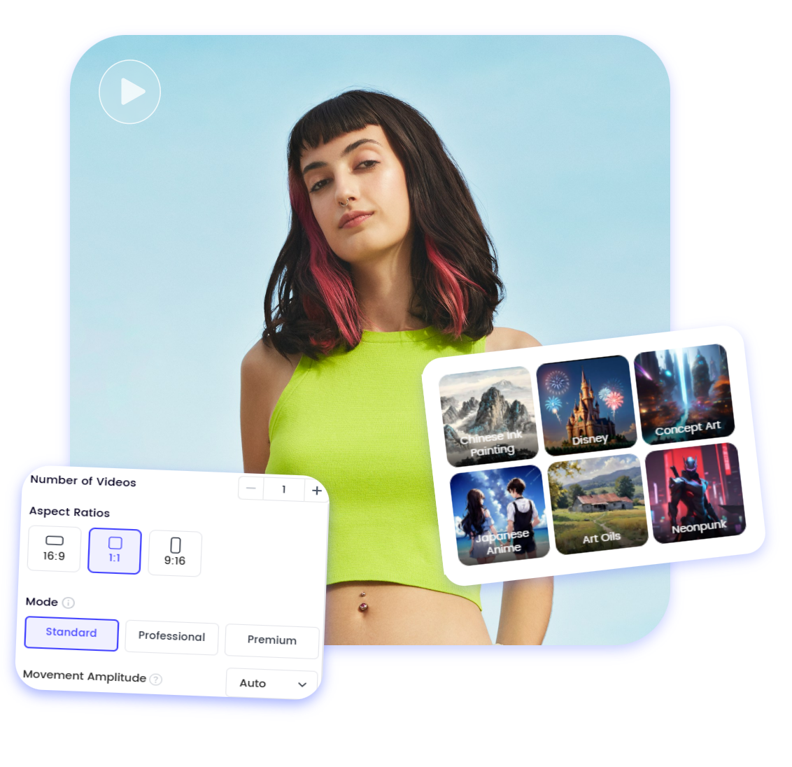 generate videos with customization setting tools like prompts styles and modes with Clipfly AI video creator