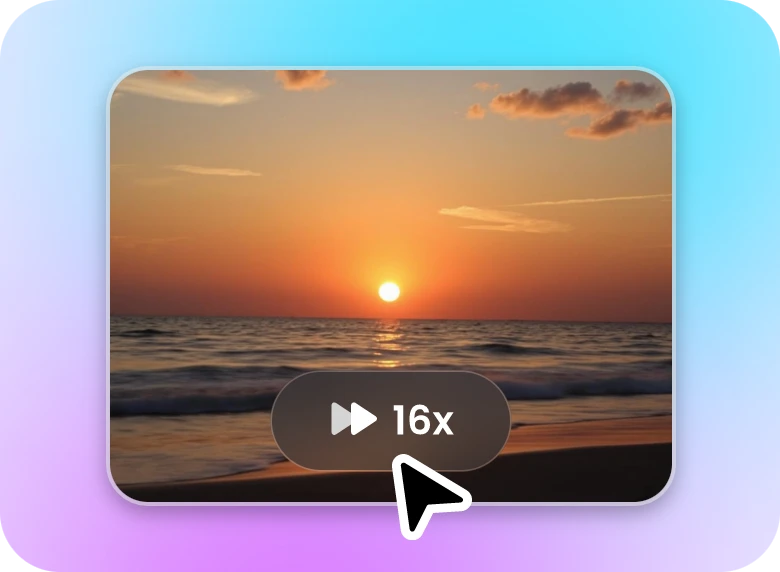 Change the sunrise at the seaside video speed to 16x