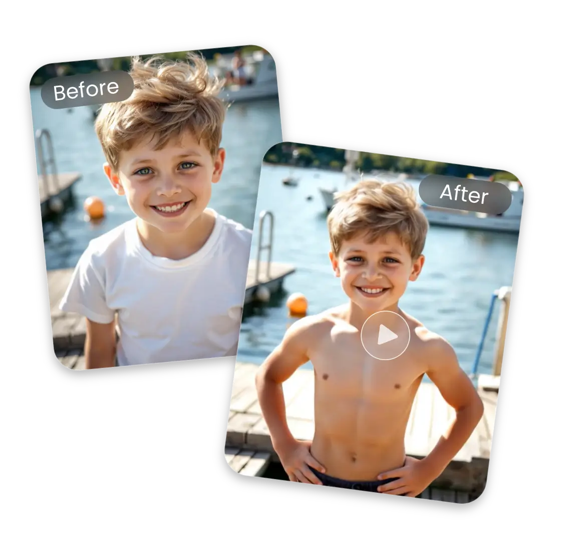 create a muscle growth video of a little kid with ai