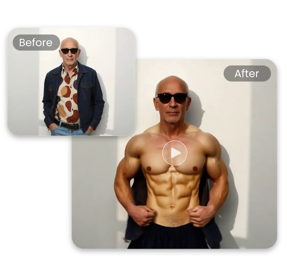 generate a muscle growth video of an old adult with ai