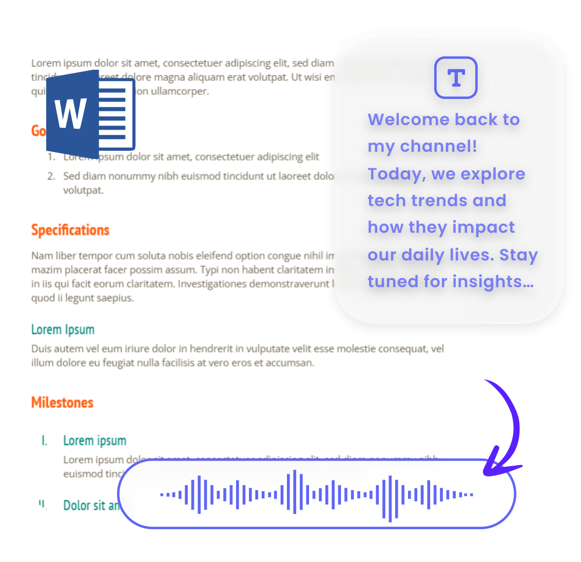 copy the text from a word document and change it to podcast audio