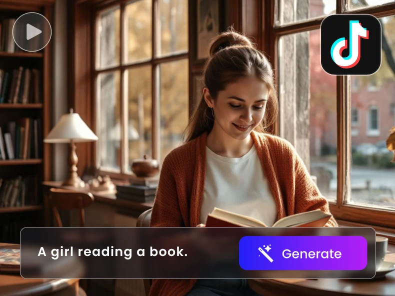 featured image for clipfly ai tiktok video generator featuring a girl reading a book