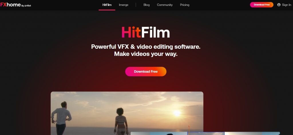 HitFilm Express homepage