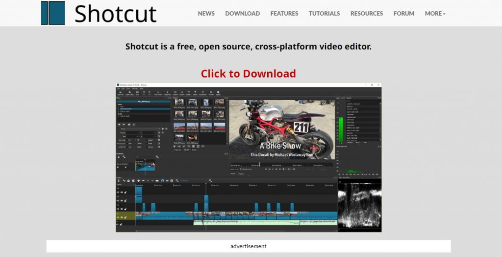 Shotcut homepage