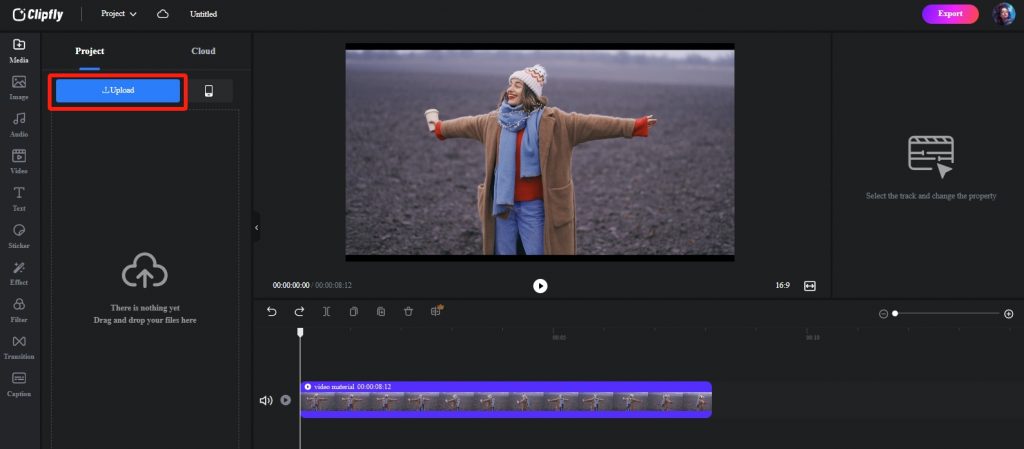 upload a video in Clipfly video editor