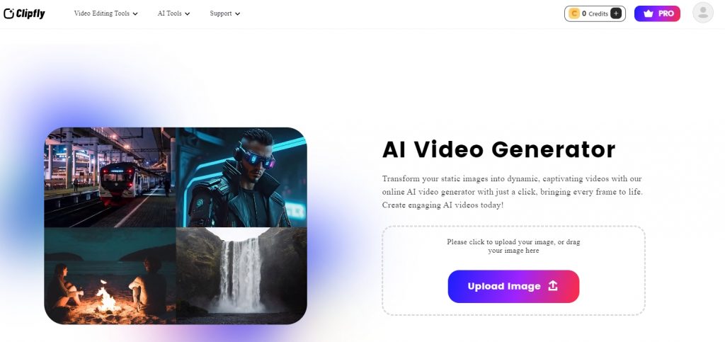 Clipfly ai video generator interface