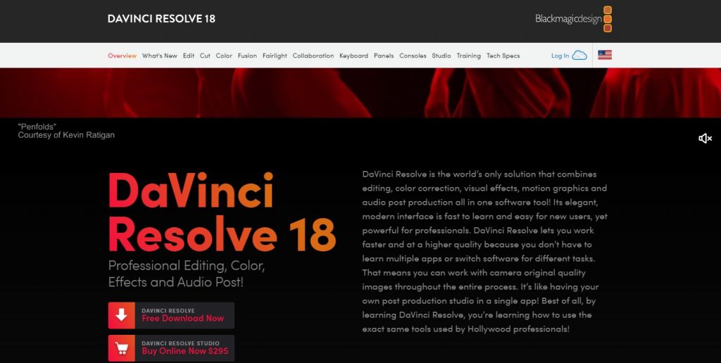 DaVinci Resolve homepage