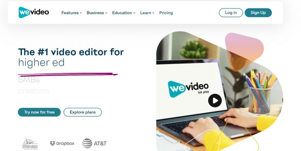 WeVideo homepage